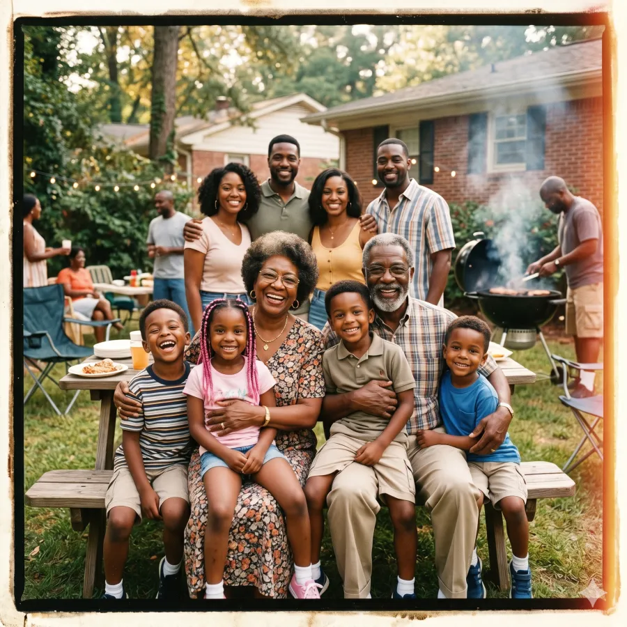 Jenkins family gathered by the water at the reunion